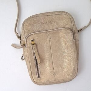 American Leather Co Cleveland North South Crossbody Purse Champagne Shimmer